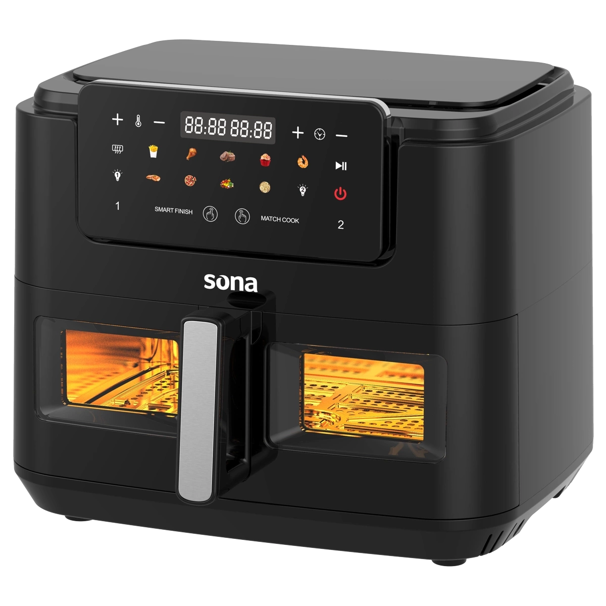 Sona 10L Air Fryer 2600W Black with Transparent Divider