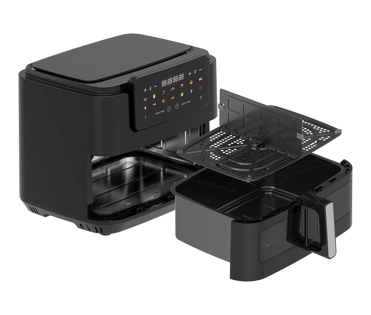 Sona 10L Air Fryer 2600W Black with Transparent Divider