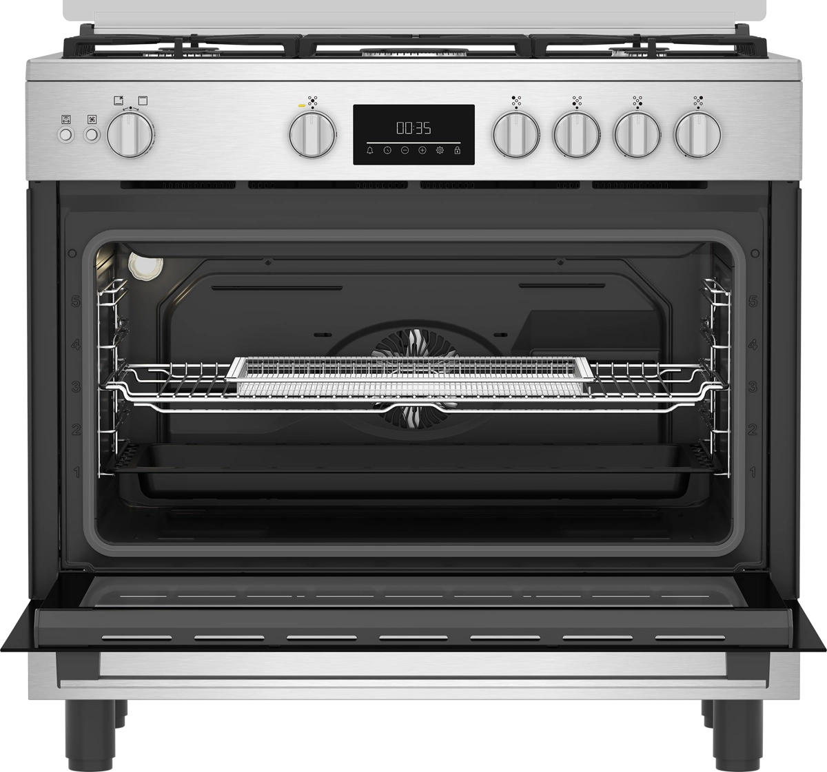 Beko Gas Cooker 90 cm 5 Burners Stainless Steel with Fan | BGGR11225GXA