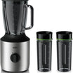 Braun PowerBlend Blender 800W 1.5L Glass Jug Variable Speed & Pulse with 2 Smoothie2Go Cups – Silver (JB3272SI)