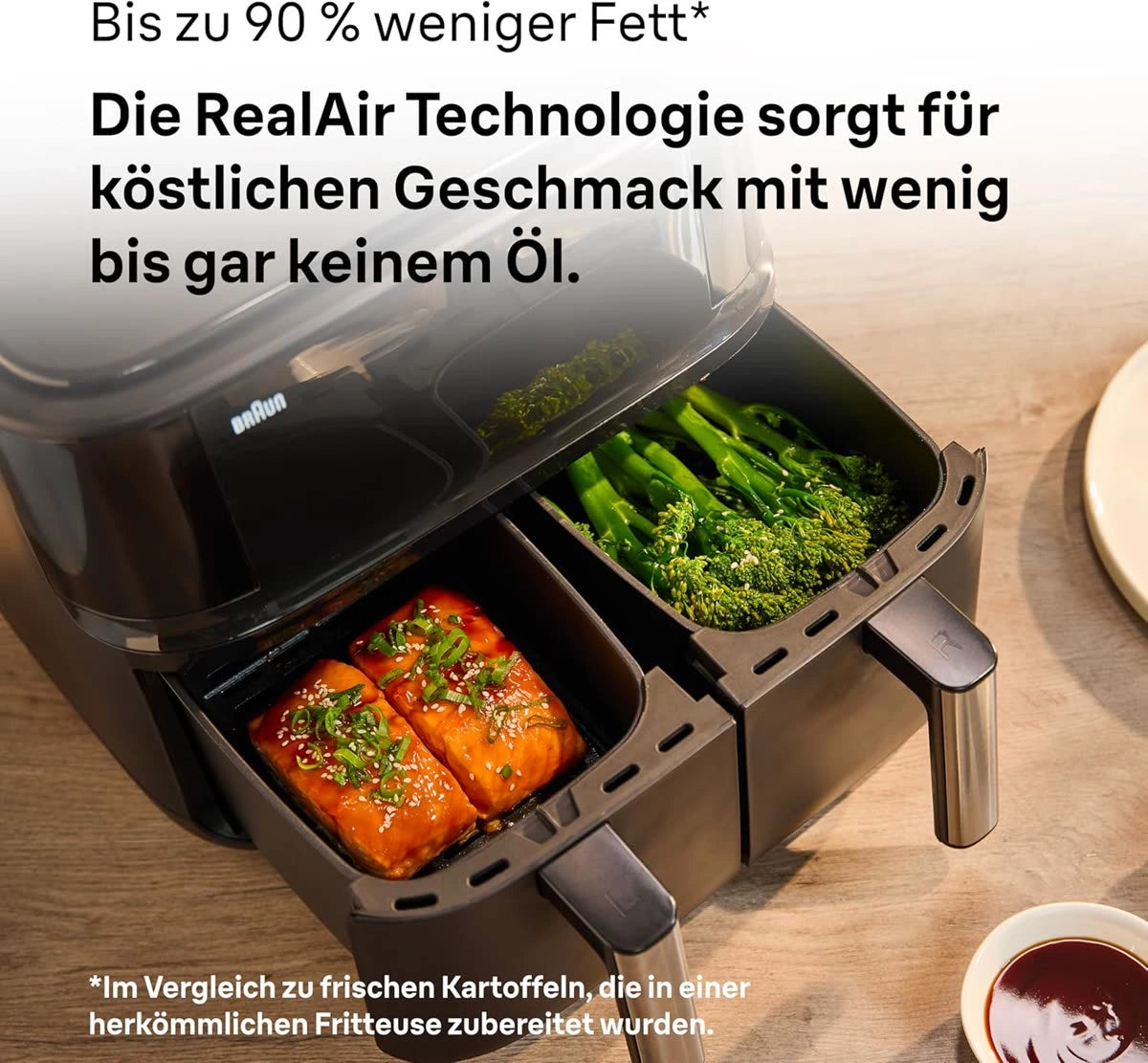 Braun Dual Basket Air Fryer 8L 2850W 8 Programs Sync Function Digital Touch Screen – Black