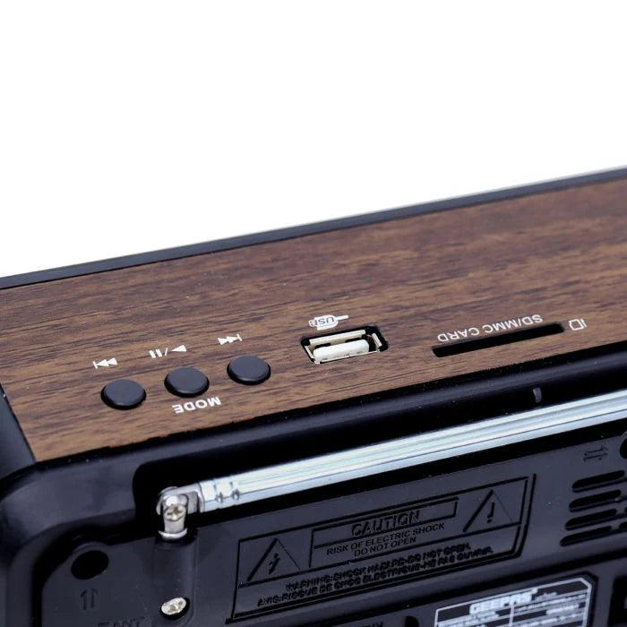 Geepas GR6836 Rechargeable 8-Band Radio with Bluetooth, USB & SD Card | FM/AM/SW | Portable Music Player