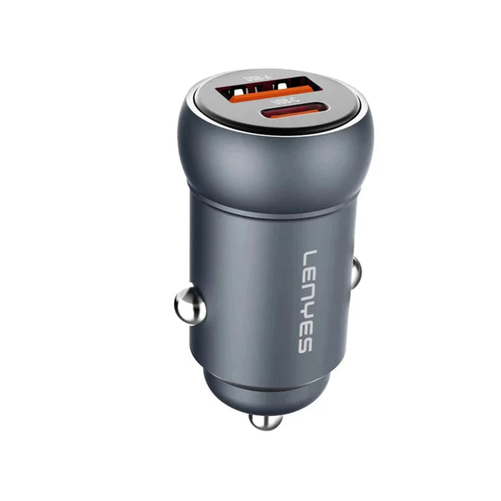 Lenyes CA55 Mini 30W PD Car Charger – Dual Port Fast Charge