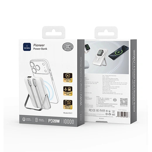 WiWU Pioneer 5-in-1 Power Bank 10000mAh - 15W Magnetic Charging