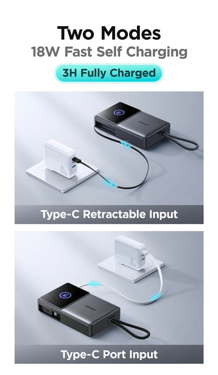 JOYROOM JR-PR1 10000mAh Mini Power Bank w/ Built-in Cable