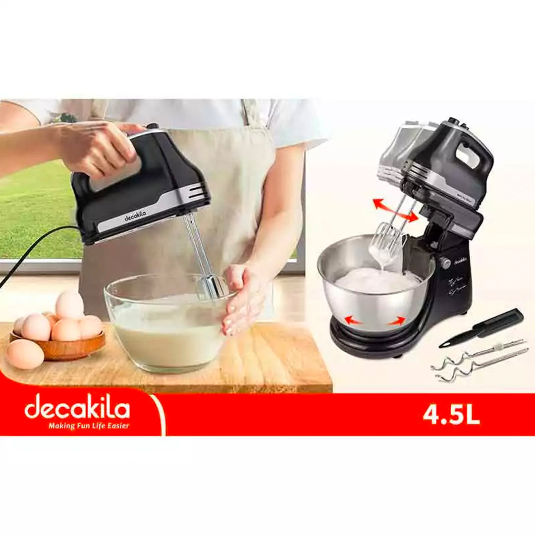 Decakila Hand Mixer 300W With 4.5L Stainless Steel Bowl (KEMX013B)