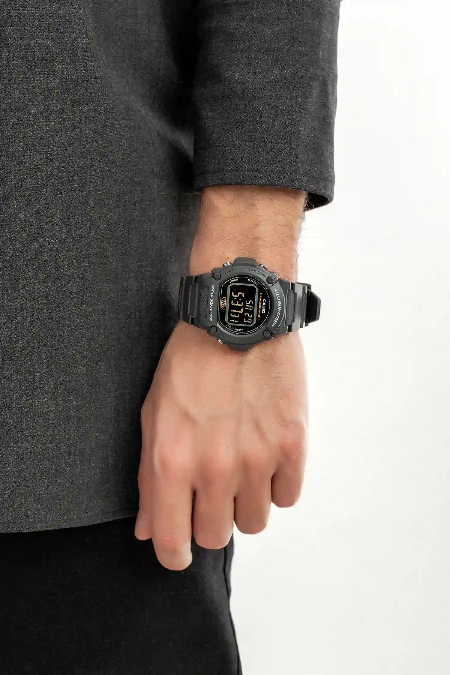 Casio W-219H-8B Quartz Fitness Watch with Resin Strap