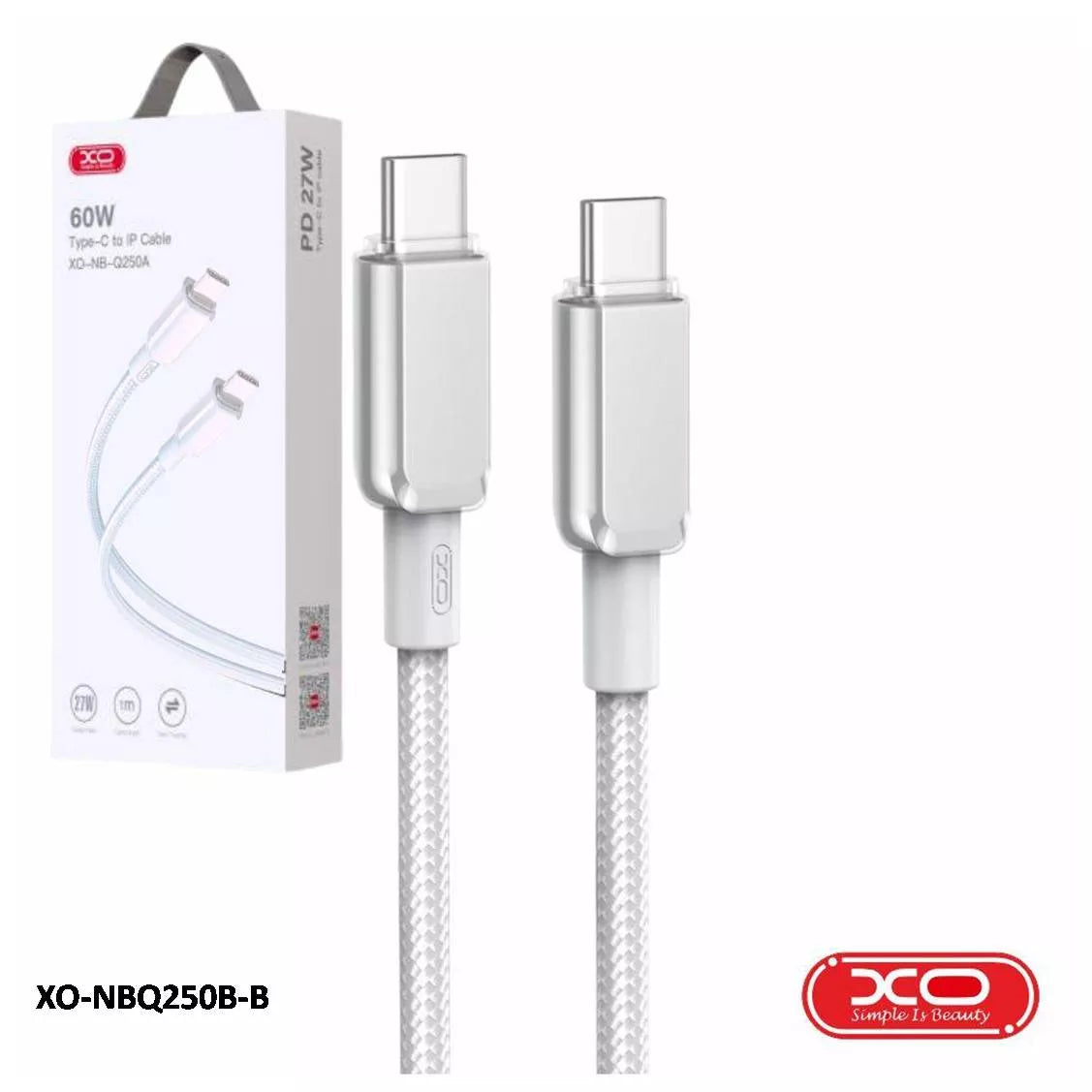 XO NB-Q250 Cable 60W PD – USB-C to USB-C Fast Charging