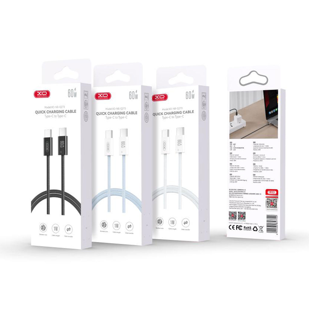 XO NB-Q273 USB-C Cable 60W Fast Charge – 1M White