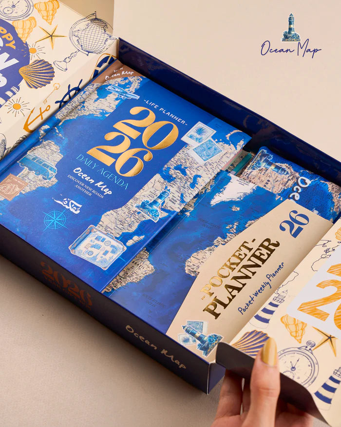 Mofkera Agenda Gift Set 2026 - Ocean Map