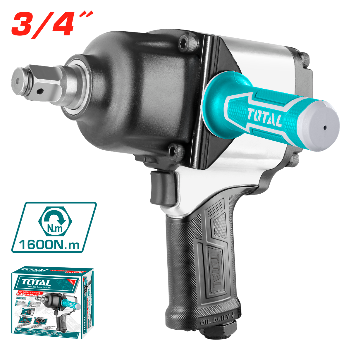 TOTAL 3/4″ Air Impact Wrench – High Power & Performance (TAT40342)