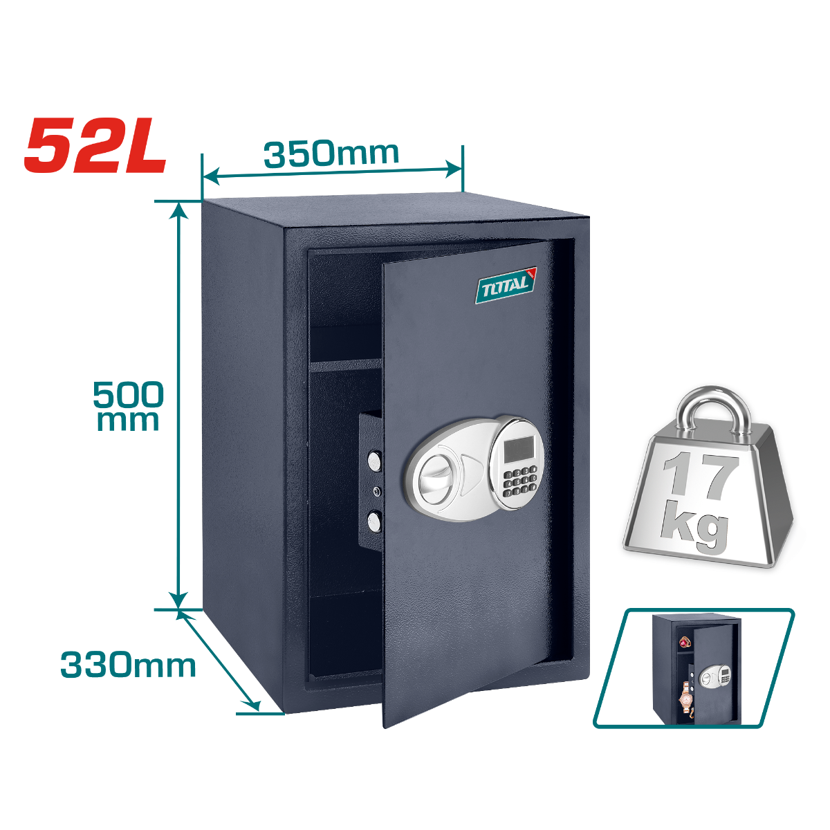 TOTAL 52L Electronic Steel Safe (TESF5001) – Ultimate Protection & Advanced Security