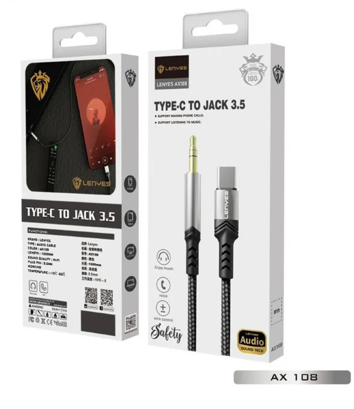 Lenyes AX108 – Type-C to 3.5mm AUX Audio Cable