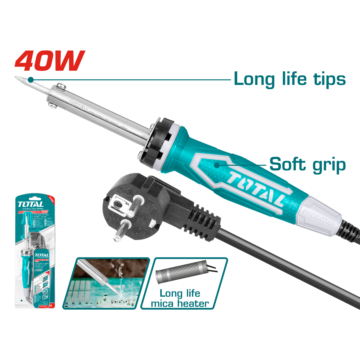 Total TET1406 40W Electric Soldering Iron – Straight Design