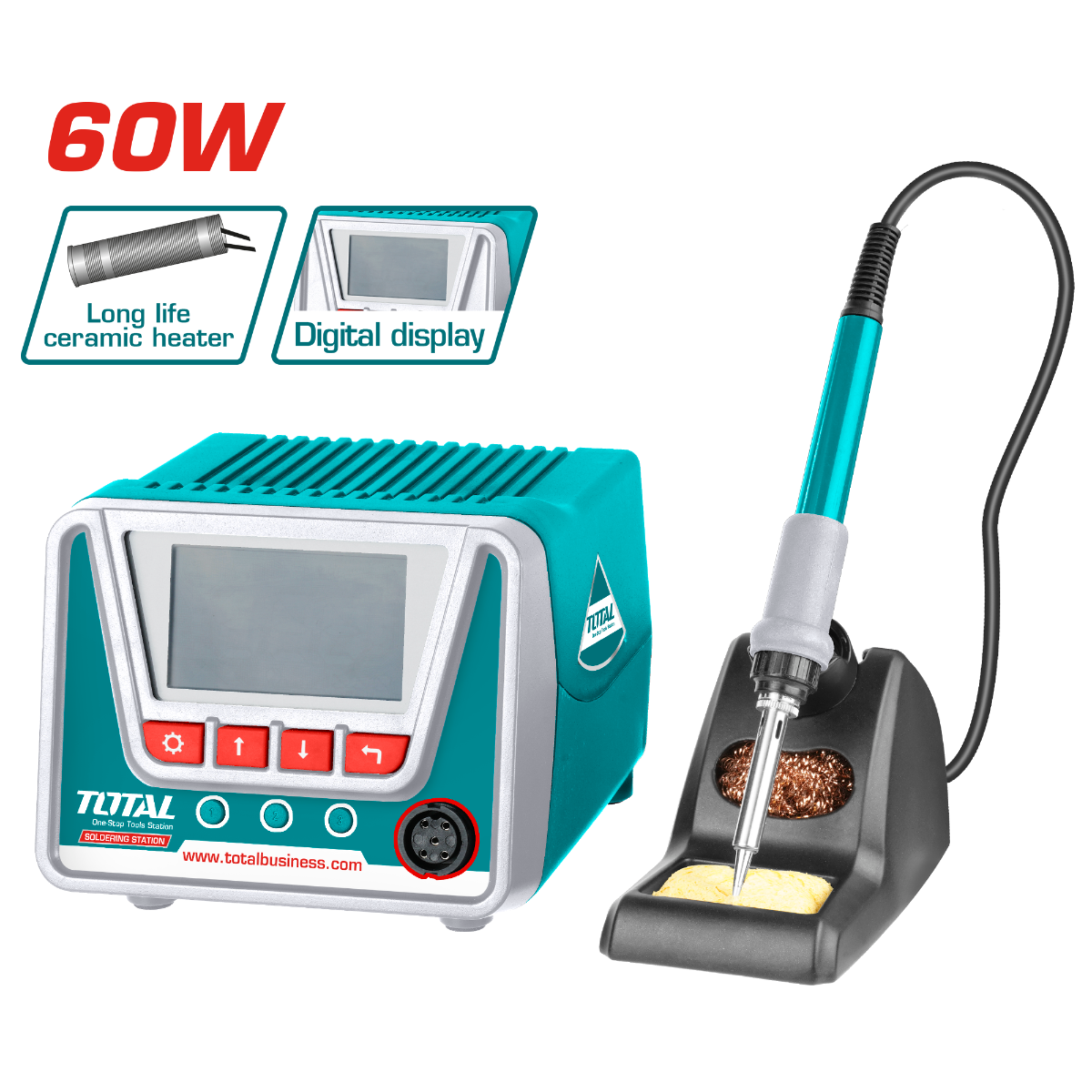 Total TET160923 60W Digital Soldering Iron with Stand – Precision & Fast Heating