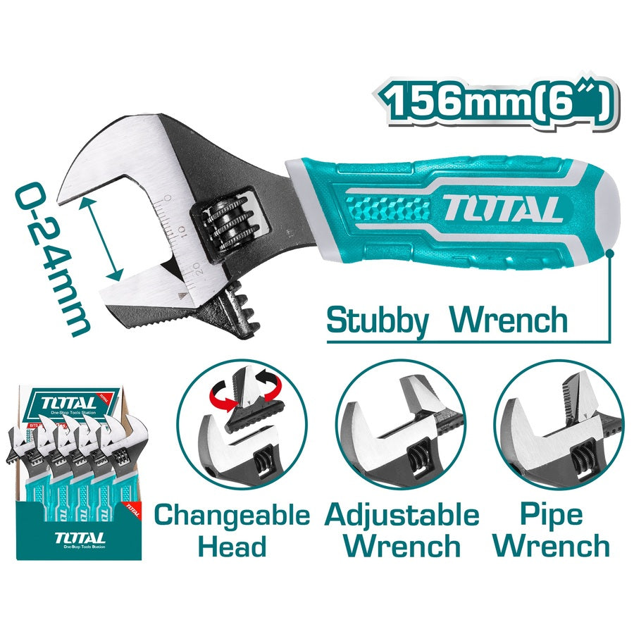 TOTAL 2-in-1 Short Adjustable Wrench (THT1016S)