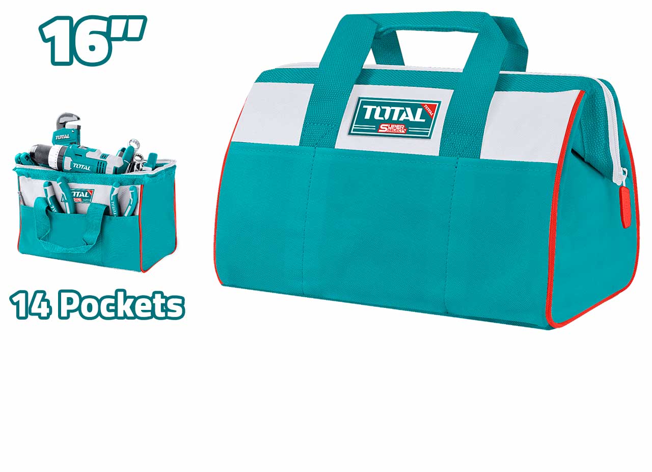 TOTAL 16" Fabric Tool Bag | 14 Pockets – Practical Tool Carrier