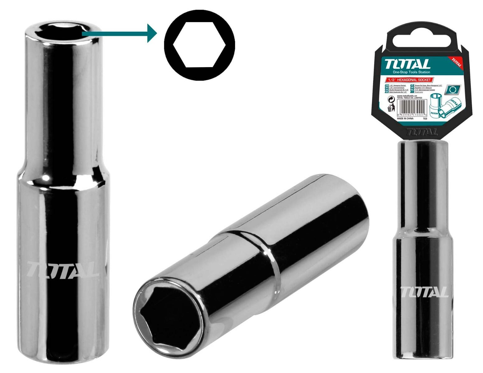 Total 1/2" Long Hex Socket 13mm (THTST12133L)