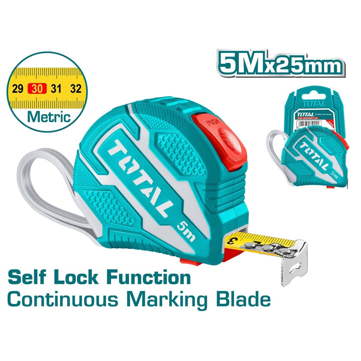 Total Steel Measuring Tape 5m × 25mm Metric (TMT126252M)