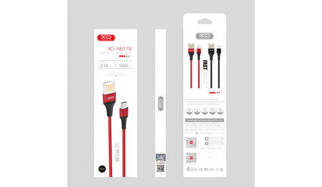 XO NB118 USB to Lightning Cable 2.1A – 1M Red