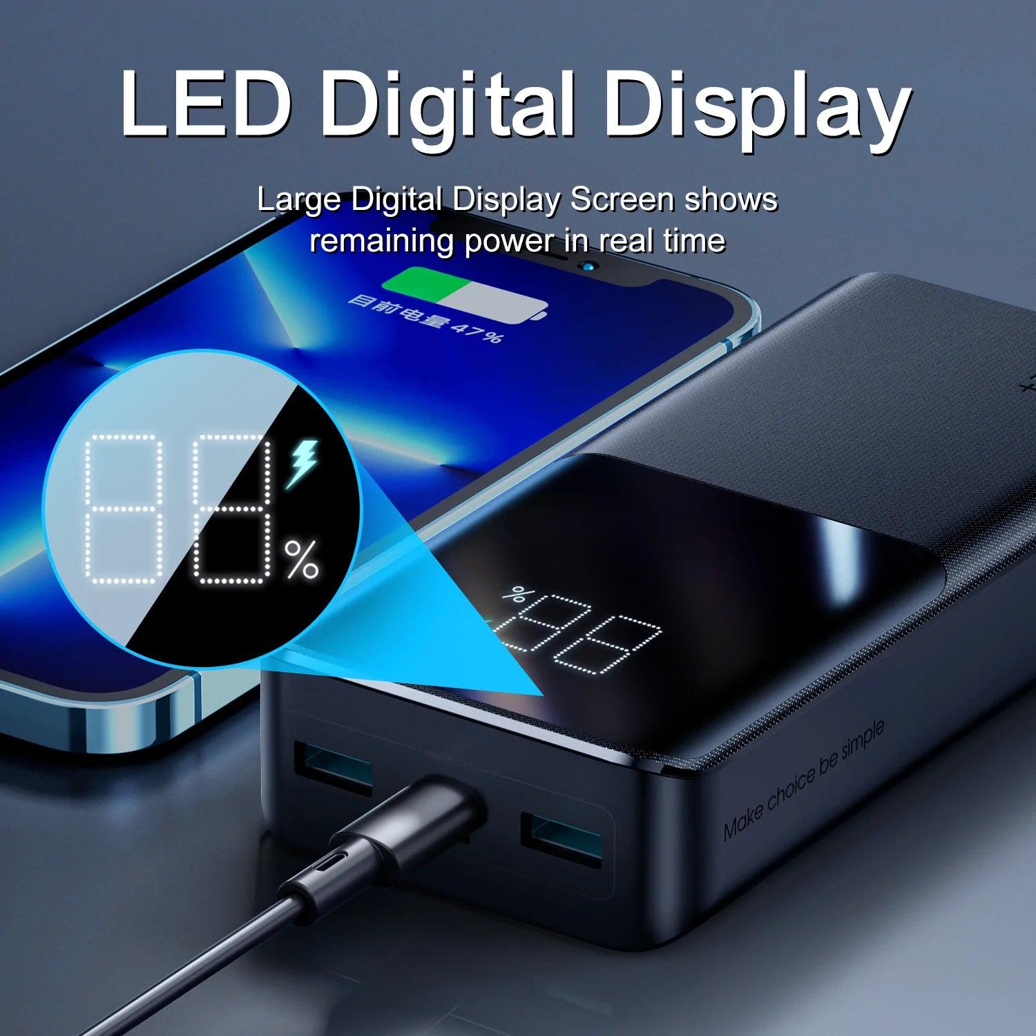 JOYROOM 20000mAh 22.5W Power Bank with Large Digital Display - Black