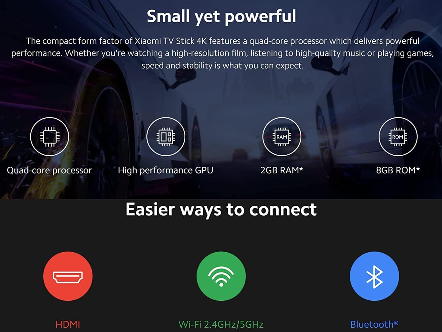 Xiaomi TV Stick 4K with Google TV – Streaming Media Player | Ultra HD, Dolby Vision, Dual-Band Wi-Fi, Bluetooth Remote, Android TV OS