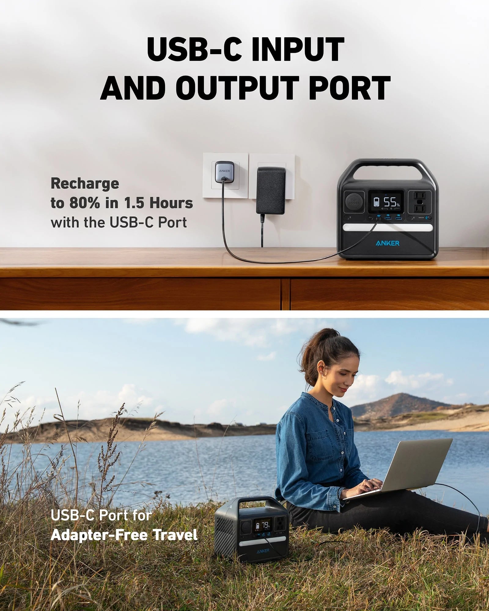 Anker 521 Portable Power Station (PowerHouse 256Wh 200W) - Black