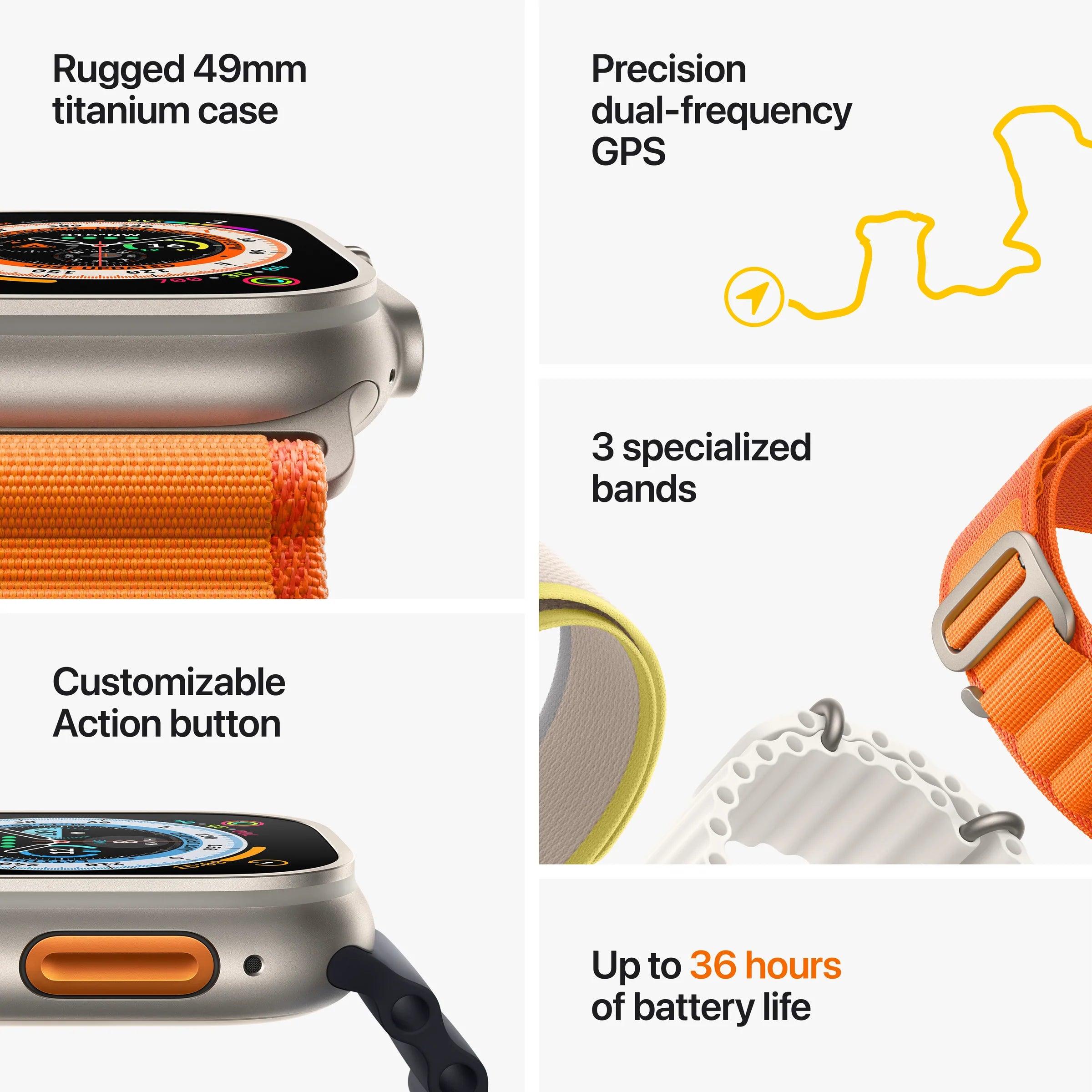 Apple Watch Ultra GPS + Cellular, 49mm Titanium Case with Trail Loop