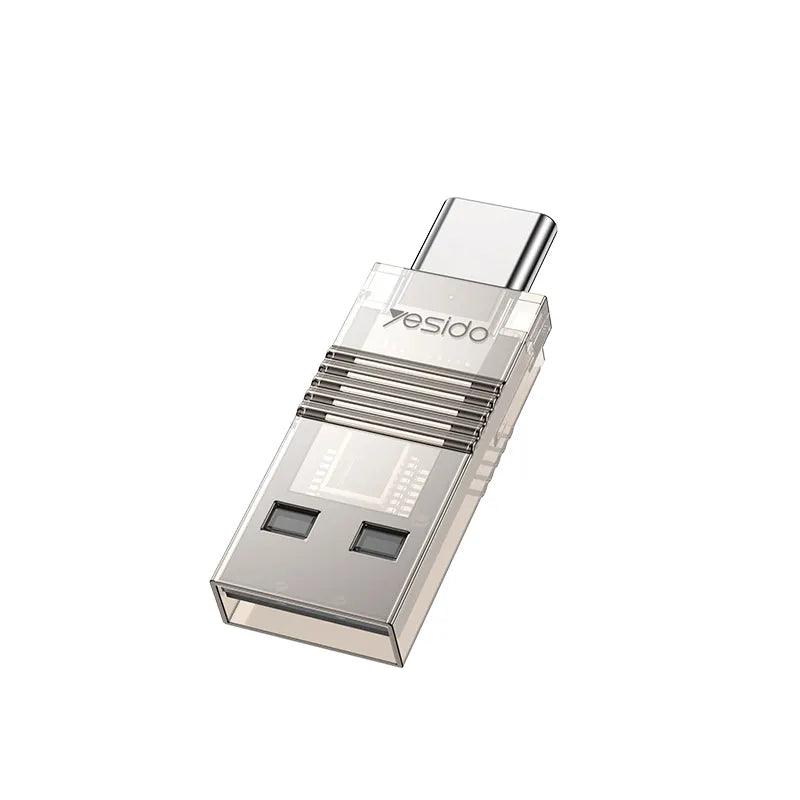 YESIDO 2 in 1 USB Type C & TF Card Reader Adapter - Silver