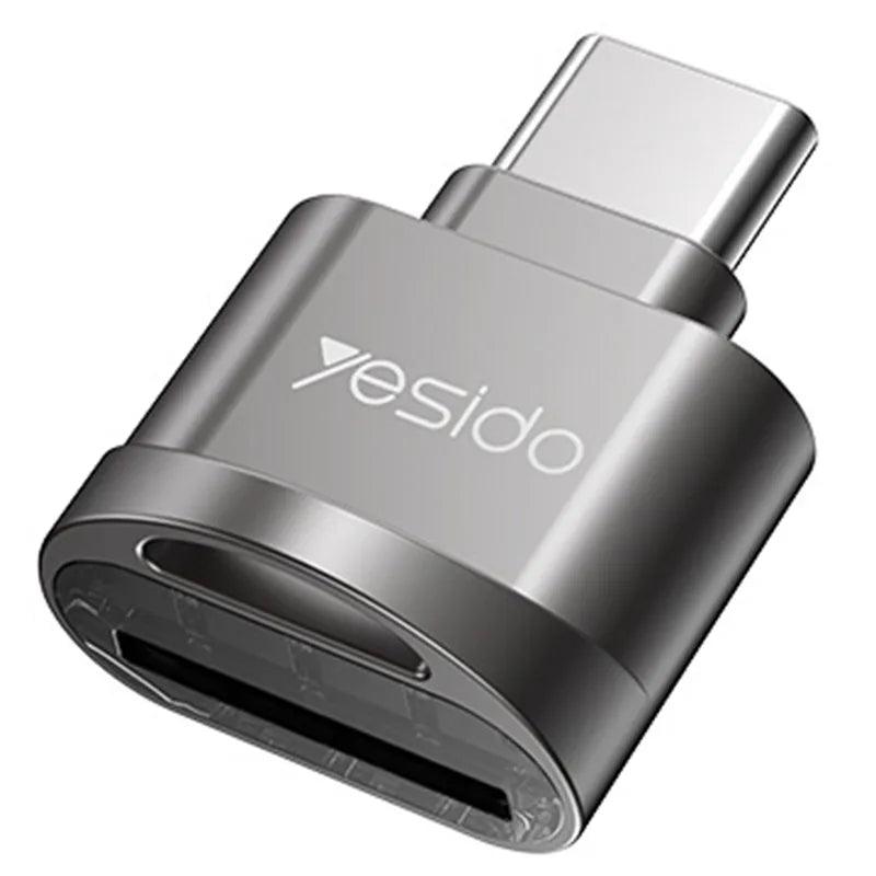 YESIDO GS19 Type C TF Card Reader for Easy Data Transfer - Black