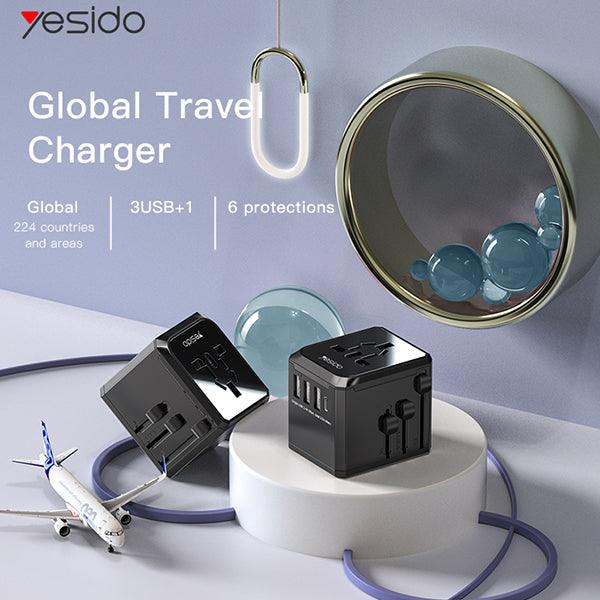 Yesido MC10 Universal Travel Adapter with 3 USB & Type C Port 